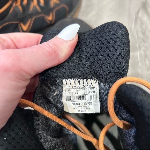 LOWA LINO GTX Mid Outdoor Waterproof Orange Black Work Boots Men’s Size 9 - Picture 7 of 7